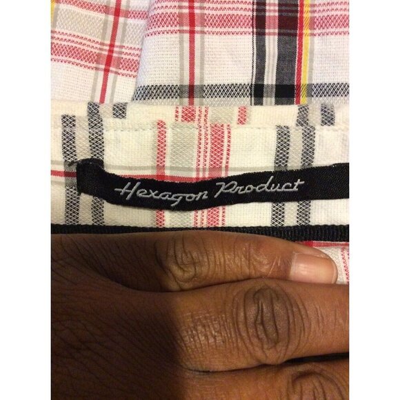 SouthPole Hexagon Product Short Sleeve Button Shirt Mens Size 5XL White Plaid - Picture 8 of 12